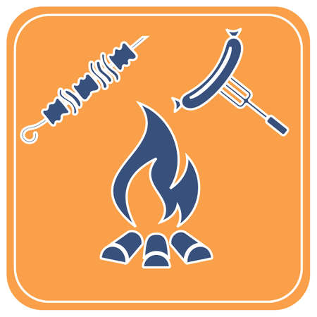 Grilled kebab and sausage icon. Vector illustration

のイラスト素材
