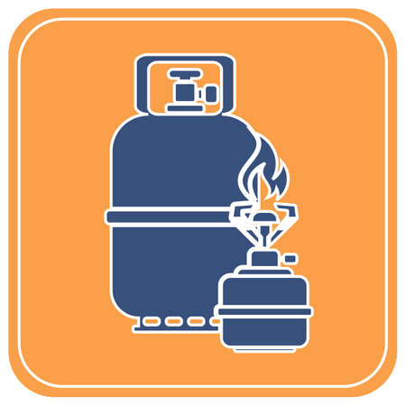 Camping stove with gas bottle icon vector. Vector illustration.

のイラスト素材