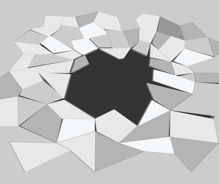 Dark hole in a wall or in the ground, ruined wall, vector illustrationのイラスト素材