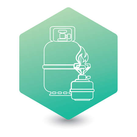 Camping stove with gas bottle icon vector. Vector illustration.

のイラスト素材