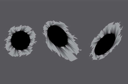 Bullet holes in the metal. Machine gun line. Vectorのイラスト素材