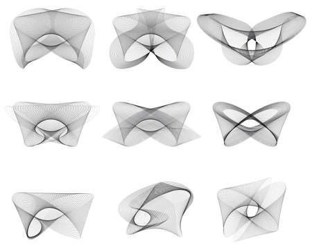 Abstract templates with curved lines set. Wavy blended simple backgroundのイラスト素材