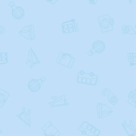 Seamless background with travel and tourism icons.