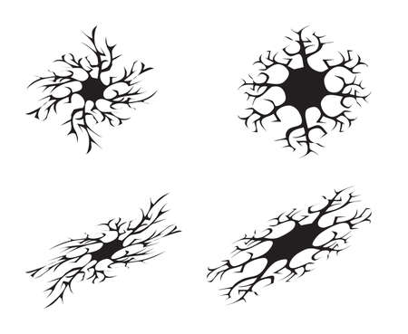 Dark holes in a wall or in the ground, ruined wall set. Vector illustrationのイラスト素材