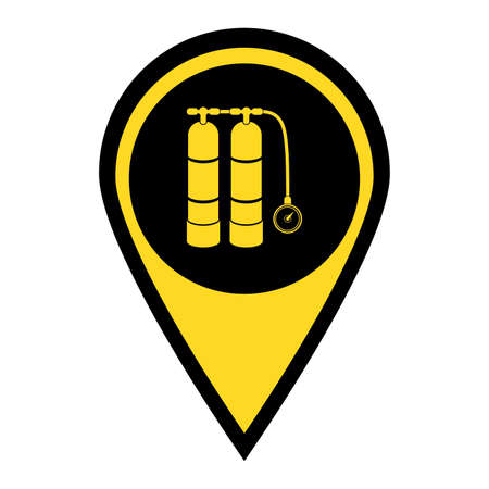 Scuba vector illustration. Diving equipment vector sign. Aqualung for swimmingのイラスト素材