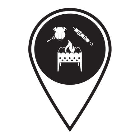 Brazier kebab and chicken icon. Vector illustrationのイラスト素材