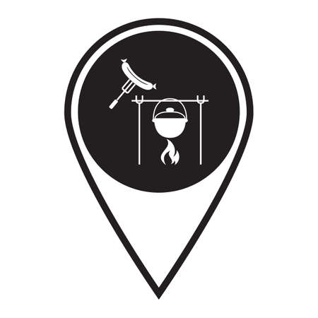 Fire, pot and sausage icon. Vector illustration.

のイラスト素材