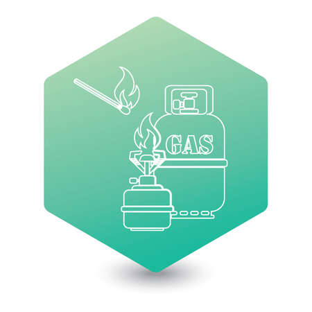 Camping stove with gas bottle icon vector. Vector illustration.

のイラスト素材