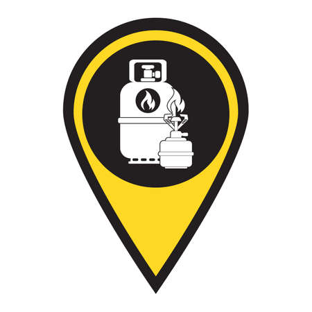 Camping stove with gas bottle icon. Flat icon isolated. illustrationのイラスト素材