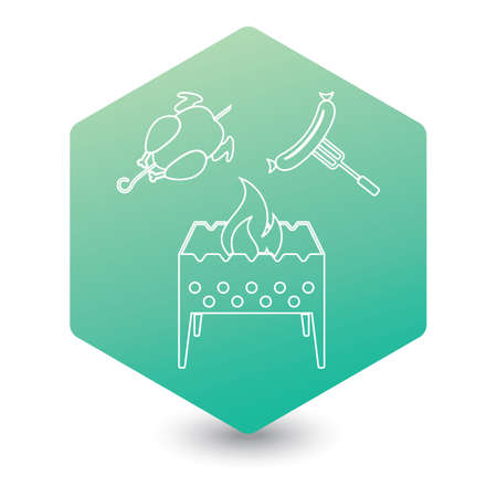 Brazier, chicken and sausage icon. Vector illustration

のイラスト素材