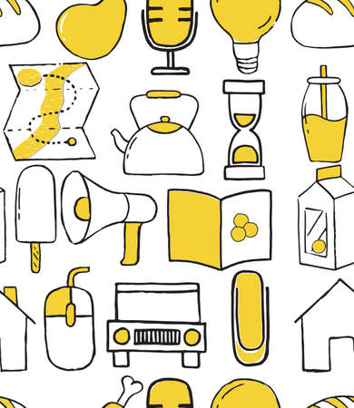 Icon set in doodle stile. Vector illustrationのイラスト素材
