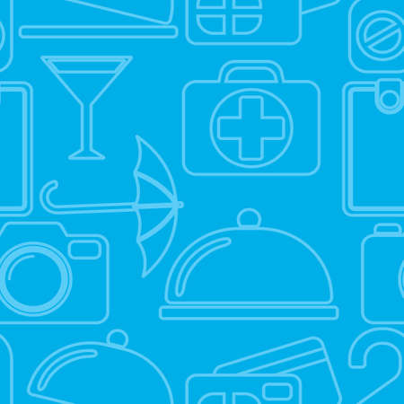 Seamless background of icons for travel services. Vector illustrationのイラスト素材