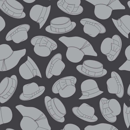 Seamless pattern with retro hats. Vector illustrationのイラスト素材