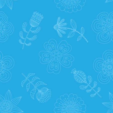 Seamless background. Flower in the folk style. Hand drawn doodle. Vector illustrationのイラスト素材