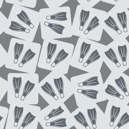Diving flippers icon. Seamless gray background. Vector illustrationのイラスト素材