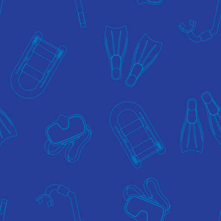 Seamless background. Diving ecuipment Icons. Tube for diving vector illustration isolatedのイラスト素材