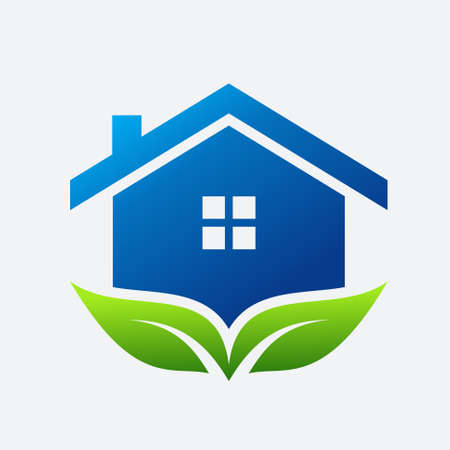 leaf with home vector iconのイラスト素材