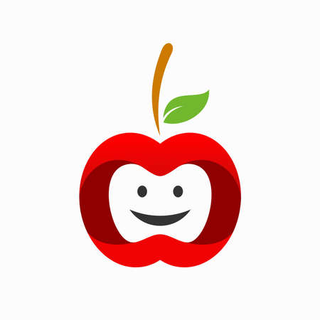 smile apple fresh vector logoのイラスト素材