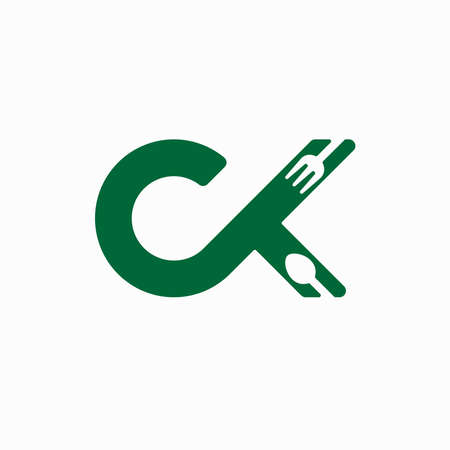 fork and spoon with letter c and k vector logoのイラスト素材