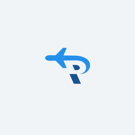 letter p with an airplane vector logoのイラスト素材