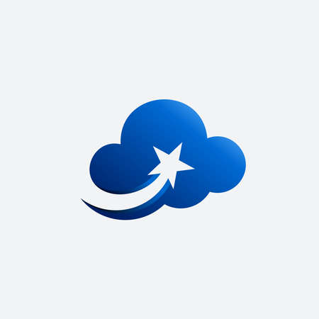 cloud with star vector, icon logo templateのイラスト素材