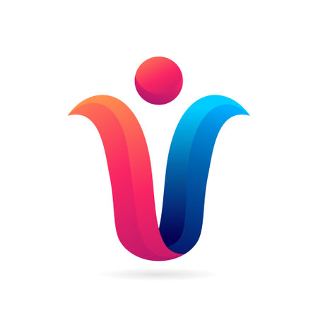 abstract people letter v logoのイラスト素材