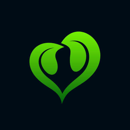 leaf logo forming love symbolのイラスト素材