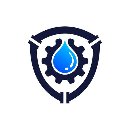 vector pipe logo forming shield symbolのイラスト素材