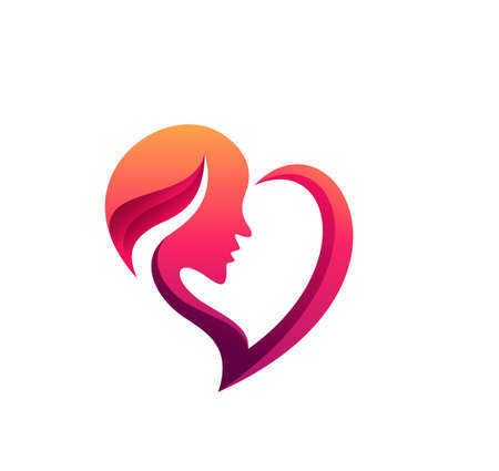 beauty women logo forming love symbolのイラスト素材