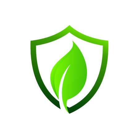 leaf logo in shield symbolのイラスト素材