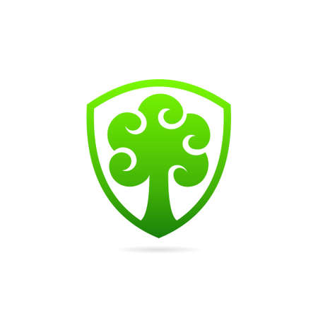 tree logo forming shield symbolのイラスト素材