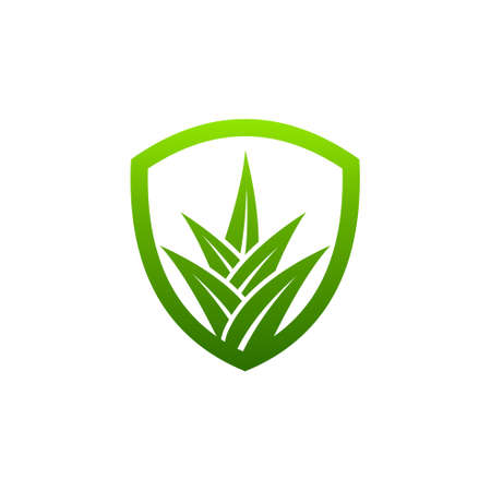 grass logo in shield symbolのイラスト素材