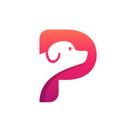 letter p logo with dog symbolのイラスト素材