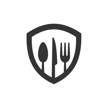 cutlery logo in shield symbolのイラスト素材