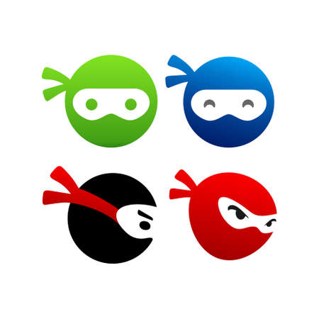 ninja head vector symbol setのイラスト素材