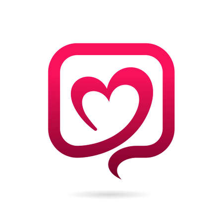 heart symbol in bubble chat logo conceptのイラスト素材