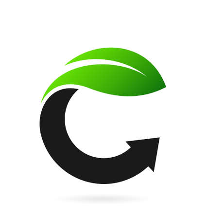 C logo with leaf and arrow conceptのイラスト素材