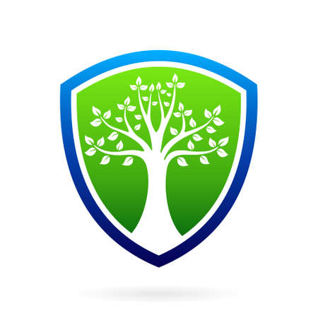 roots tree shield logo vector iconのイラスト素材