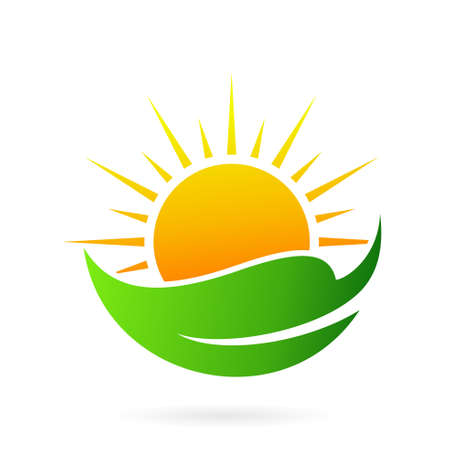 green sun leaf logo vector iconのイラスト素材