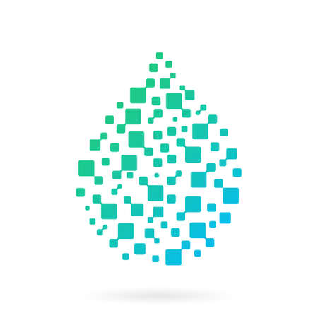 water drop pixel logo vector iconのイラスト素材