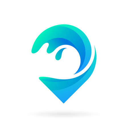 wave pin location logo vector iconのイラスト素材