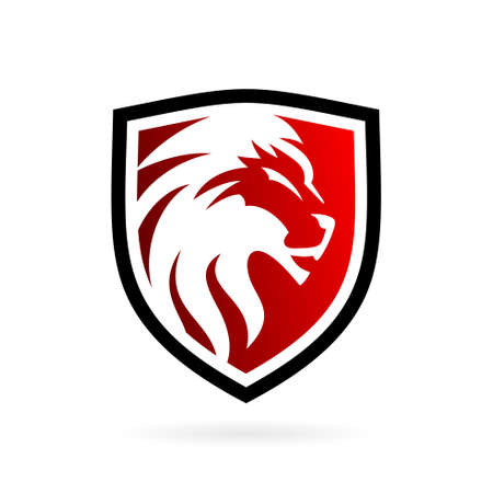 abstract lion shield vector logoのイラスト素材