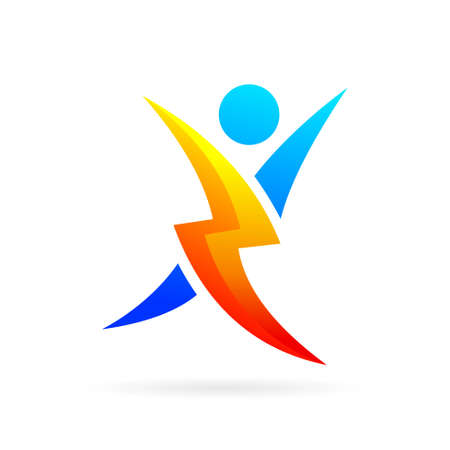 people logo with thunder symbolのイラスト素材