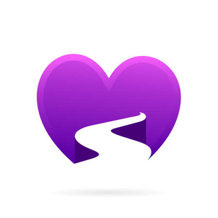 road in heart logo templateのイラスト素材