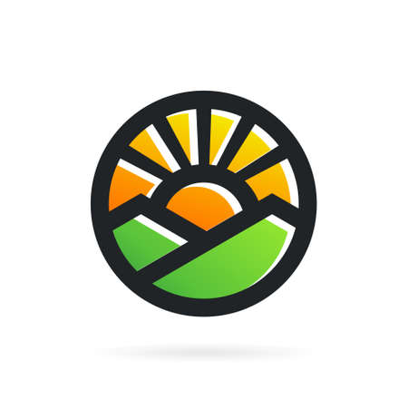 sun and mountain logoのイラスト素材