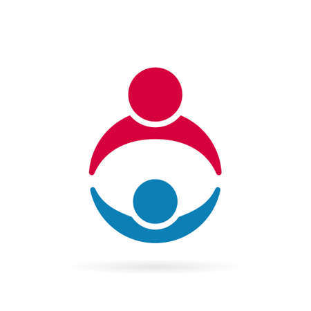 kids and mother abstract logoのイラスト素材