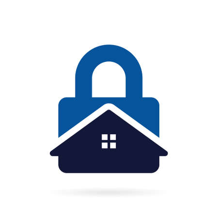 padlock house logo with bold conceptのイラスト素材