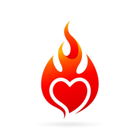 fire logo design with love conceptのイラスト素材
