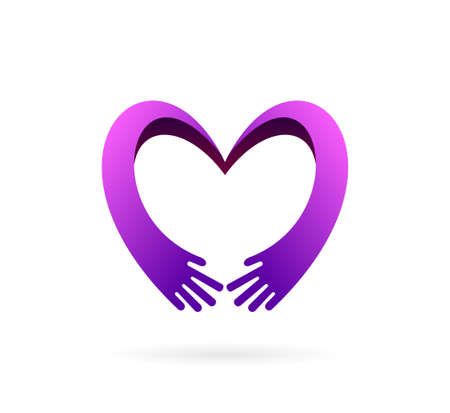 hand care logo forming heart symbolのイラスト素材