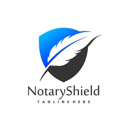 Goose feather logo in shield symbolのイラスト素材